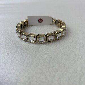 Dressbarn Bracelet Rhinestone Crystal Gold Tone Bangle Magnetic Clasp NWT